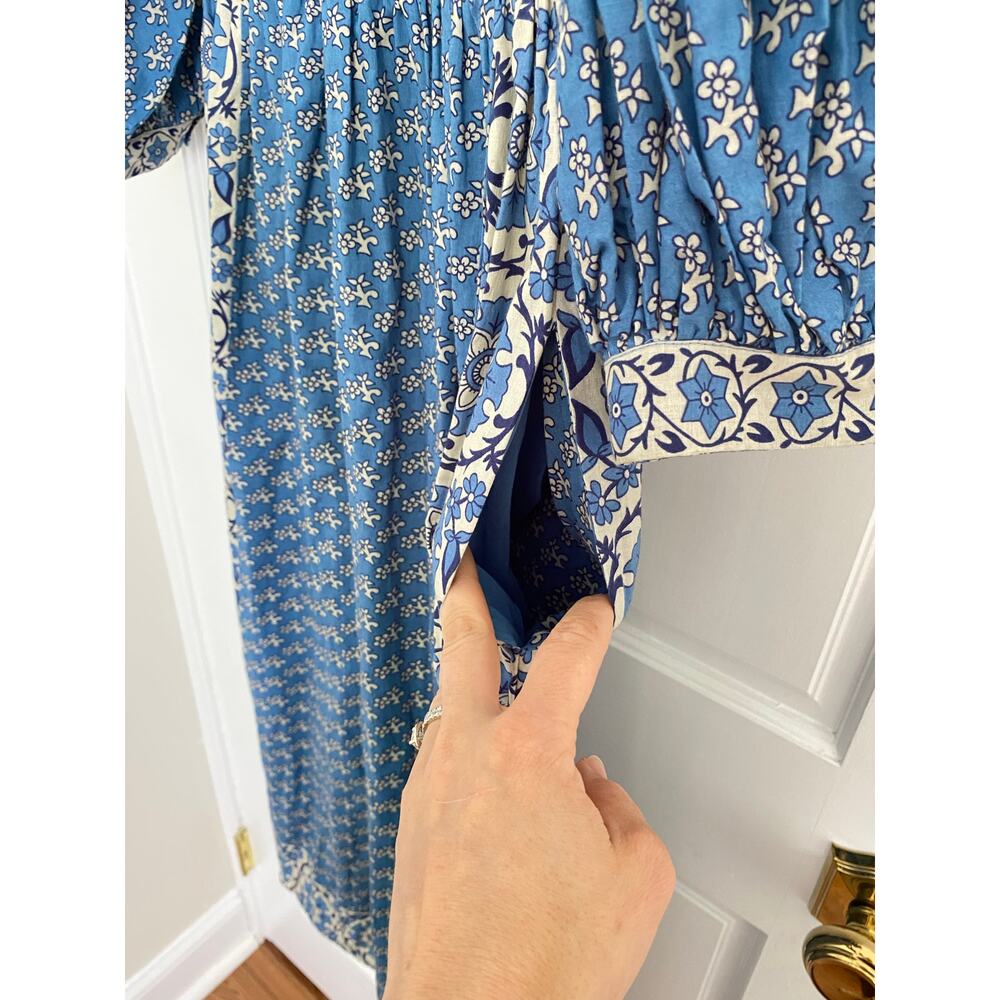 Sea New York Tuckernuck Fernanda Puff Sleeve Smocked Midi Dress Blue Cottage XS - Picture 7 of 14